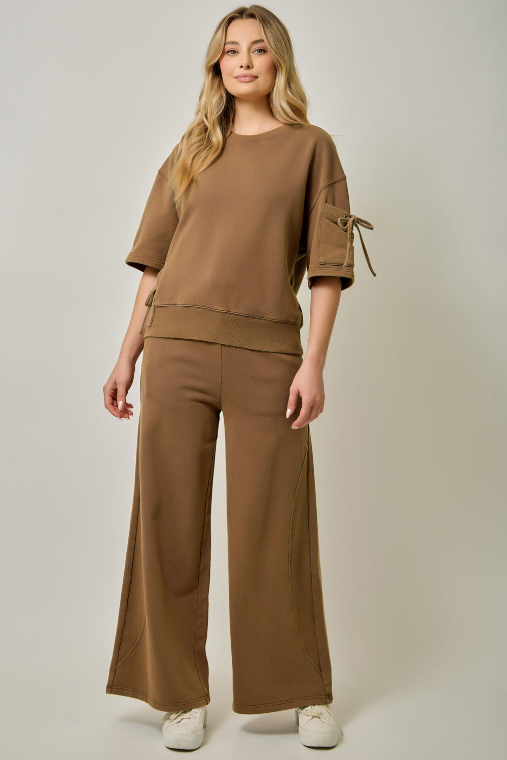 Vintage Washed French Terry Bowed Pocket Top