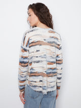 Abstract Space Dye Distressed Hem Sweater Stream