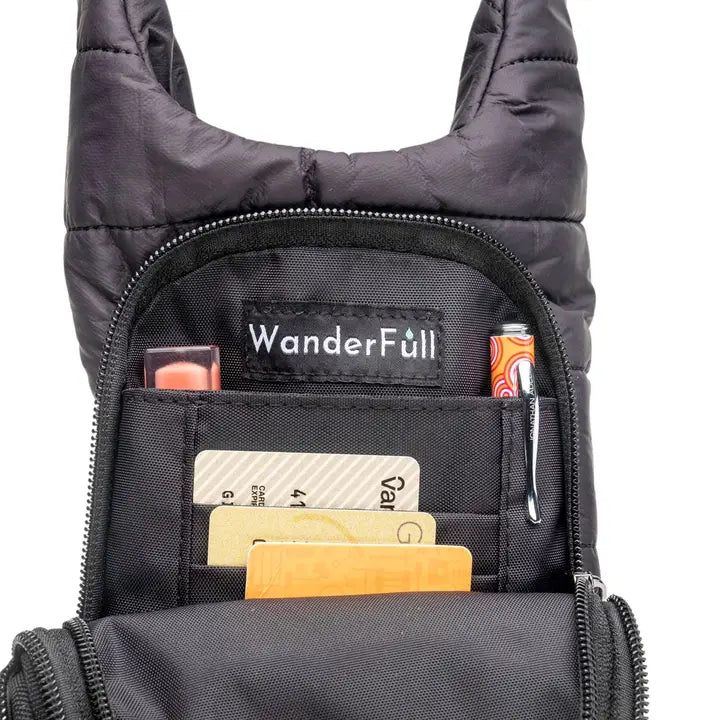 HydroBag Crossbody Black Matte | Black Silver Stripe