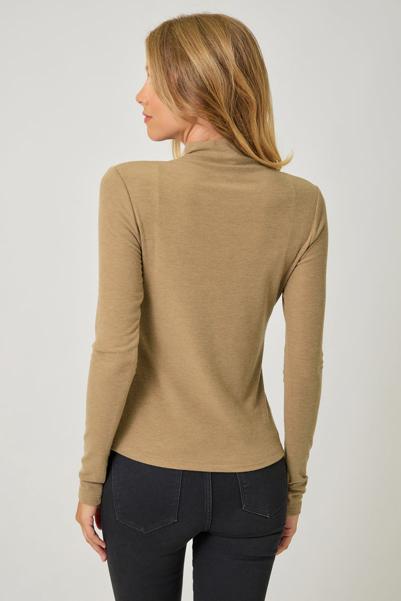 Knit Mock Neck Long Sleeve Top Latte