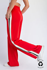 Butter Soft Side Striped Straight Track Pants True Red