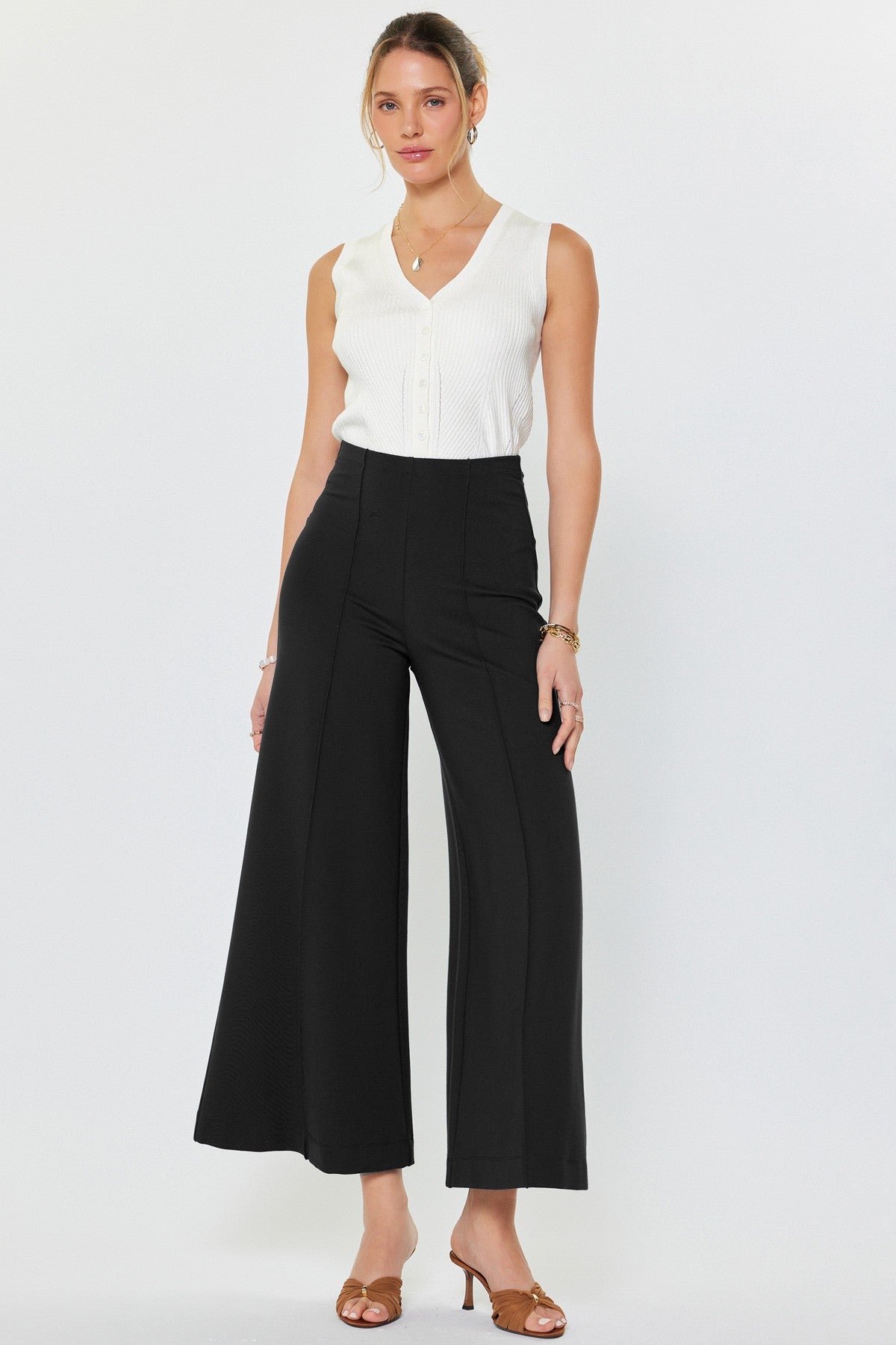 High Rise Ponte Flared Pants Black