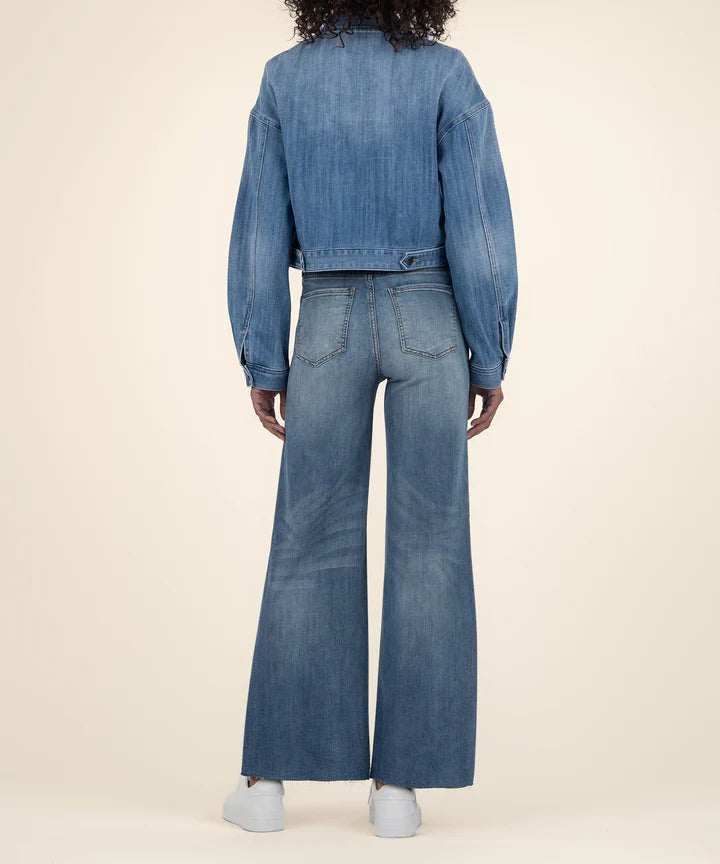 Luna Oversize Crop Zip Front Jacket Medium Wash