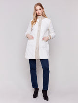 Leather Trim Reversible Quilted Puffer Jacket Champagne