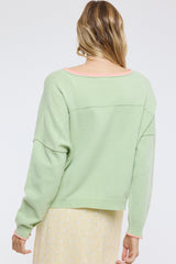 Contrast Trim Boat Neck Sweater Matcha+Melon