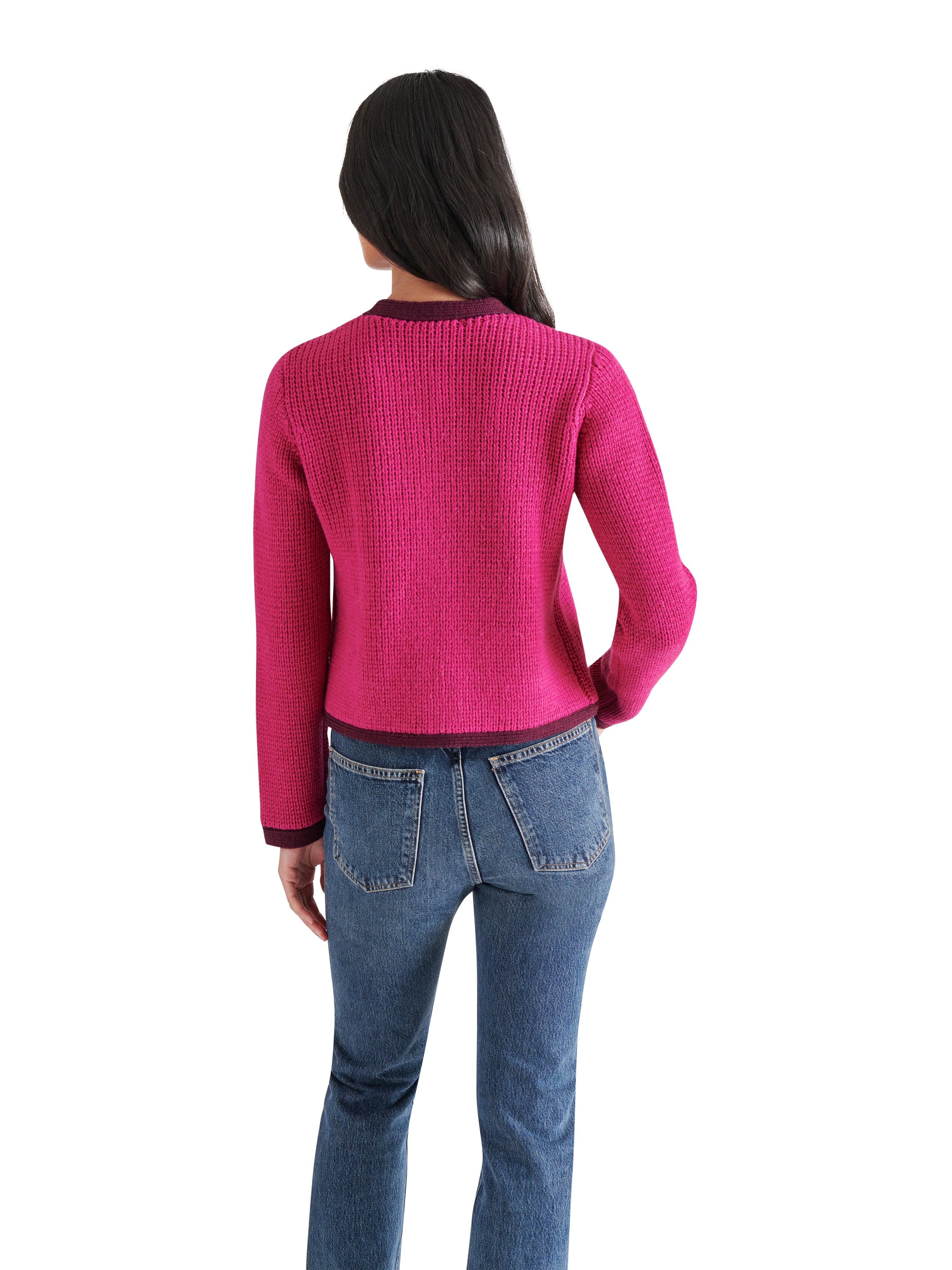 Fantino Button Front Sweater Cardi Fuchsia