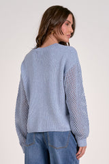Amour Open Knit Sleeve Sweater Light Blue