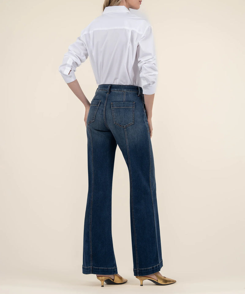 Jodi High Rise Front Seam Patch Pocket Wide Leg Jeans Energy