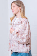 Sheer Textured Cherry Blossom Floral Jacket Taupe Multi
