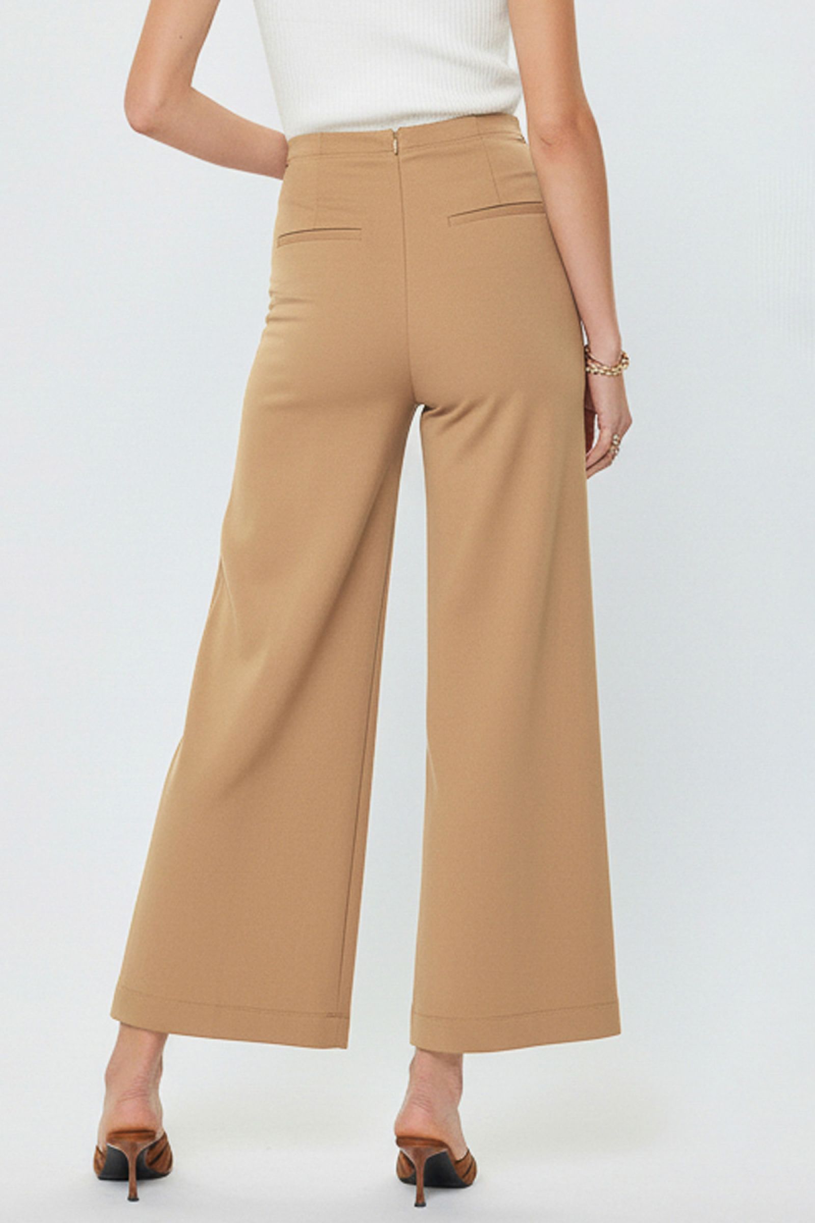 High Rise Ponte Flared Pants Tan