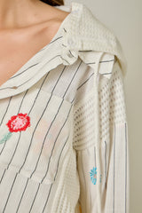 Thermal Panel Embroidery Hoodie Jacket Off White