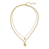 WR Double Layered Crystal Squares Necklace