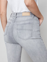 Frayed Hem Twill Pant Soft Grey