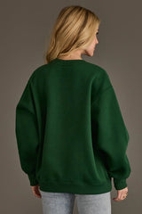 Textured Game Day Crew Neck Sweatshirt Green + Gold