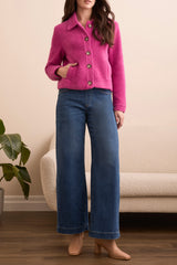 Button Front Lined Jacket Pink Flambe