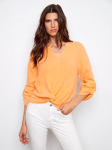 Front Twist Bubble Cotton Top Apricot