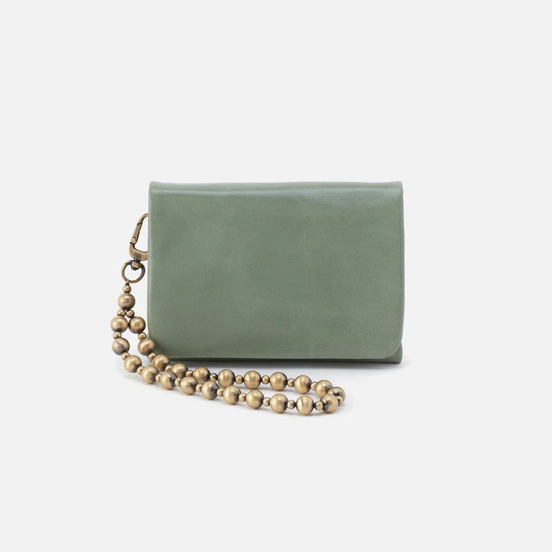 Ross Polished Leather Beaded Wristlet