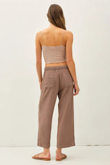 Tencel Wide Leg Cropped Pants Cocoa