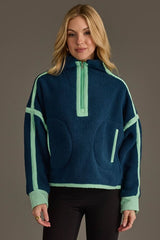 Teagan Half Zip Sherpa Fleece Pullover Navy