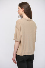 Cashmere Blend Half Sleeve Cardigan Latte