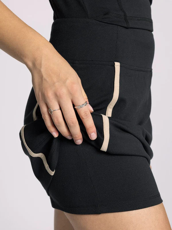 Carlton Contrast Piping Skort Black Oak Rib