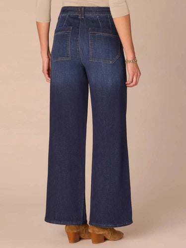 Ab Solution Skyrise Tulip Hem Wide Leg Jeans Indigo