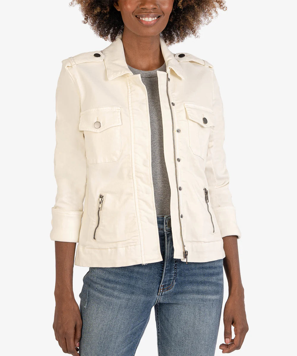 Amanda Zip Pockets Boxy Jacket Ecru