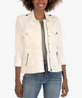 Amanda Zip Pockets Boxy Jacket Ecru