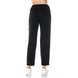 Straight Leg Scuba Leather Detail Pants Black