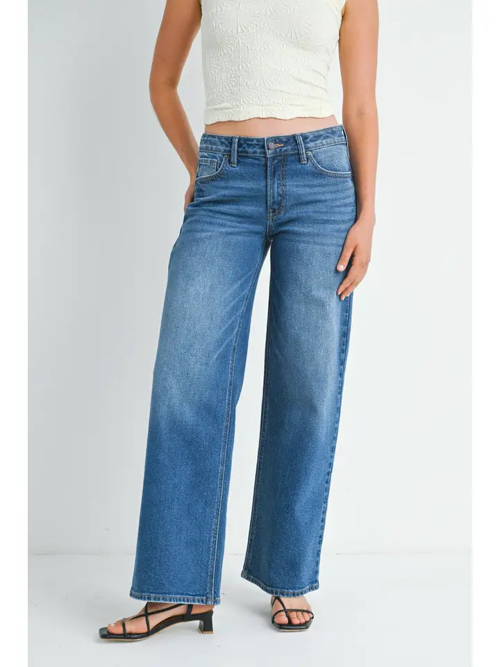 Relaxed Wide Leg Jeans Medium Denim