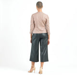 Ruched Details Liquid Leather Jacket Taupe