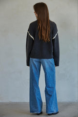 Mienna Stitched Details Sweater Charcoal