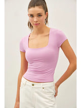 Square Neck Basic Tee Fondant Pink