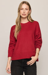 Cloud Spun Shaped Crew Sweater Red Dahlia