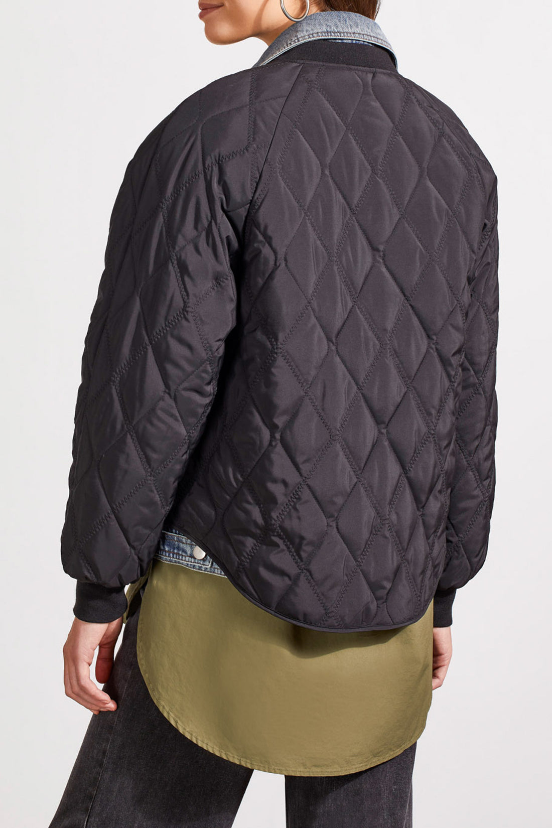 Denim Underlay Quilted Jacket Black