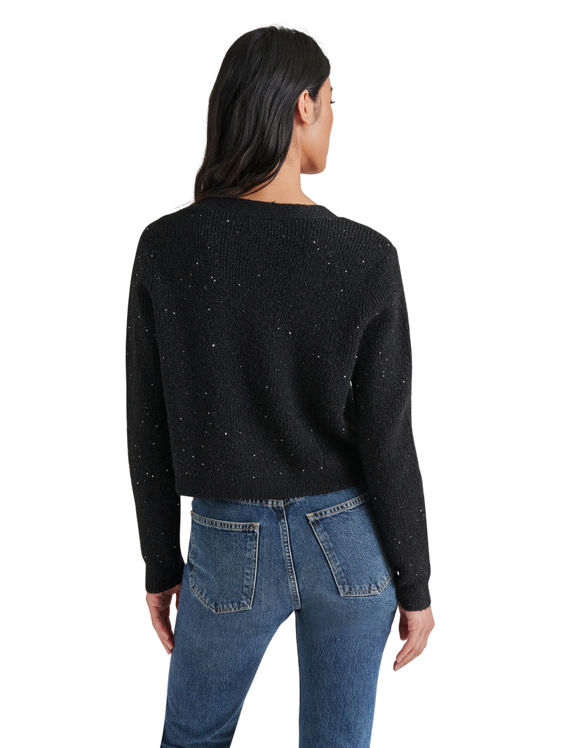 Aero Buttoned Sequin Cardi Black