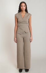 Pull On Knit Pants Light Heather Brown