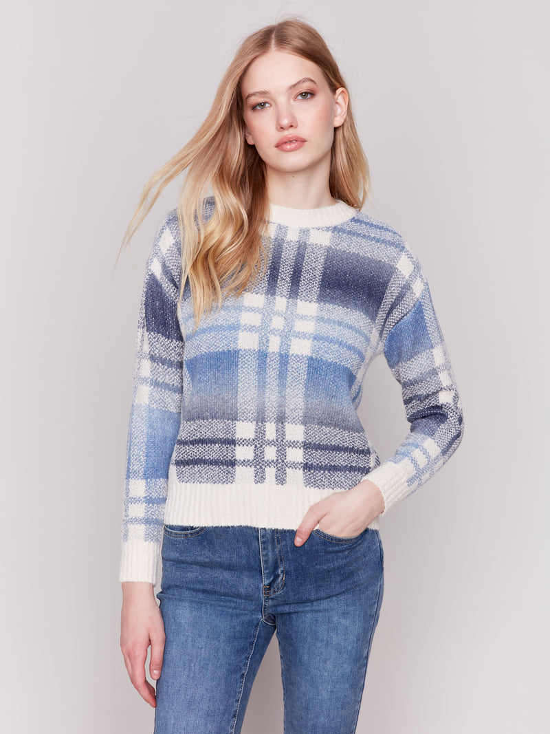 Plaid Space Dye Sweater Frost
