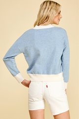 Colorblock Knit Cardigan Light Blue