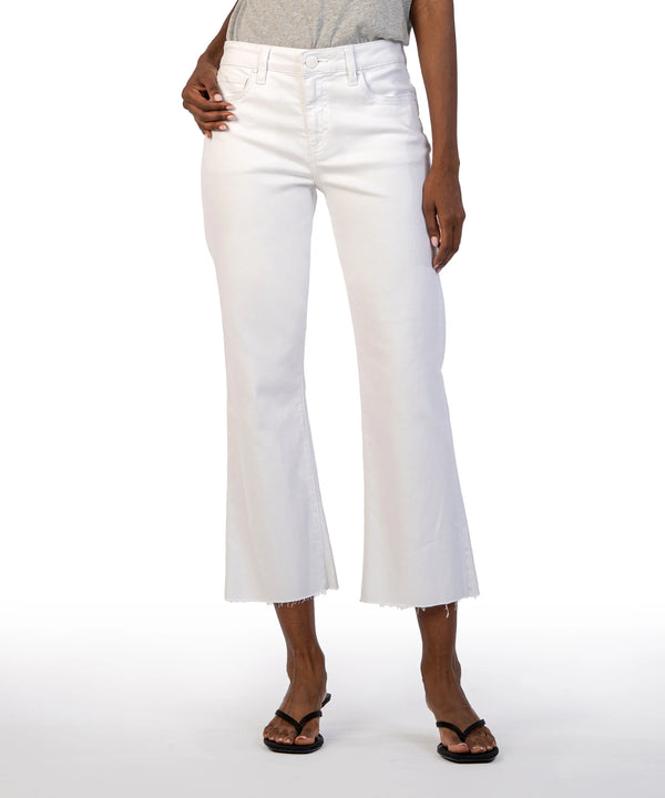 Kelsey High Rise Raw Hem Ankle Flare Pants Optic White
