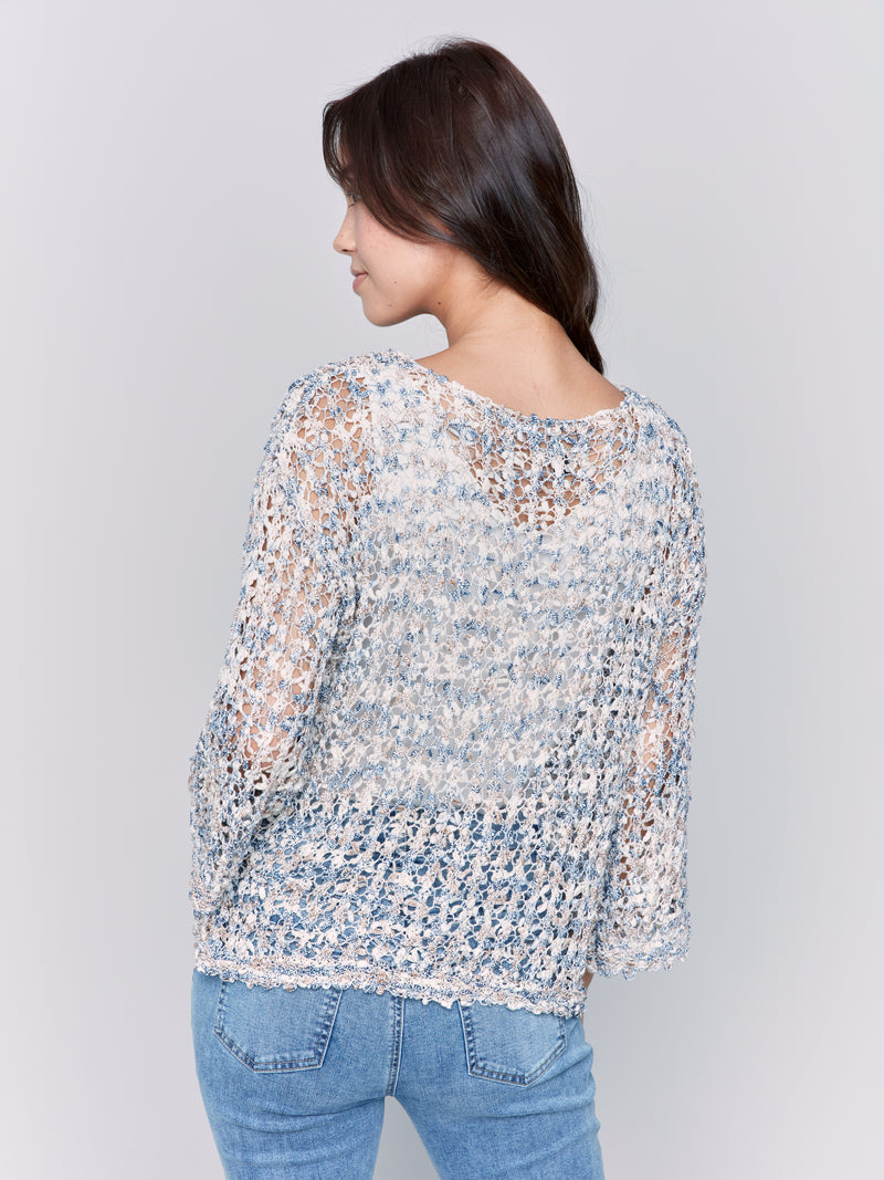 Tape Yarn Popover Sweater Denim