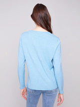 V Neck Basic Sweater Heather Oxford
