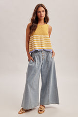 Wide Fit Slouchy Flare Denim Pants Light Blue