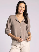 Della Drop Shoulder Cardi Taupe Heather