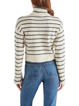 Narsha Turtleneck Stripe Bell Sleeve Sweater Ivory Stripe