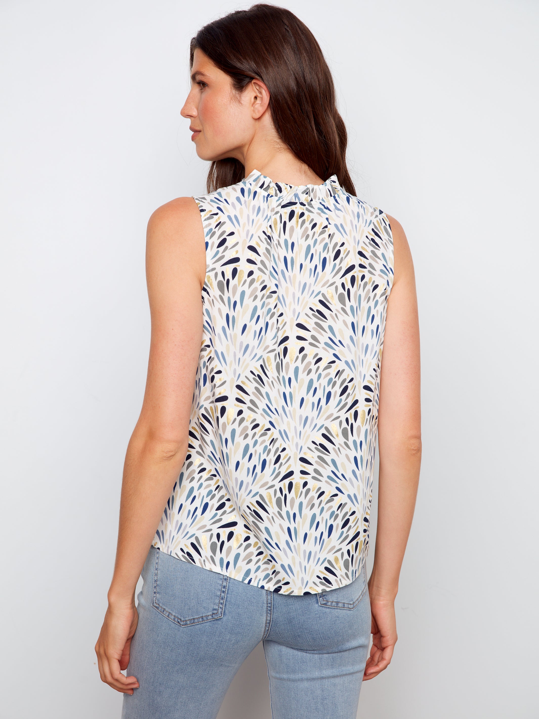 Sleeveless Ruffle Neck Top Zephyr