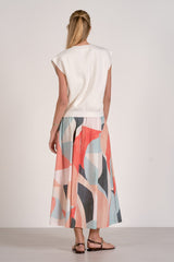 Elastic Waist Printed Skirt Multi Prism