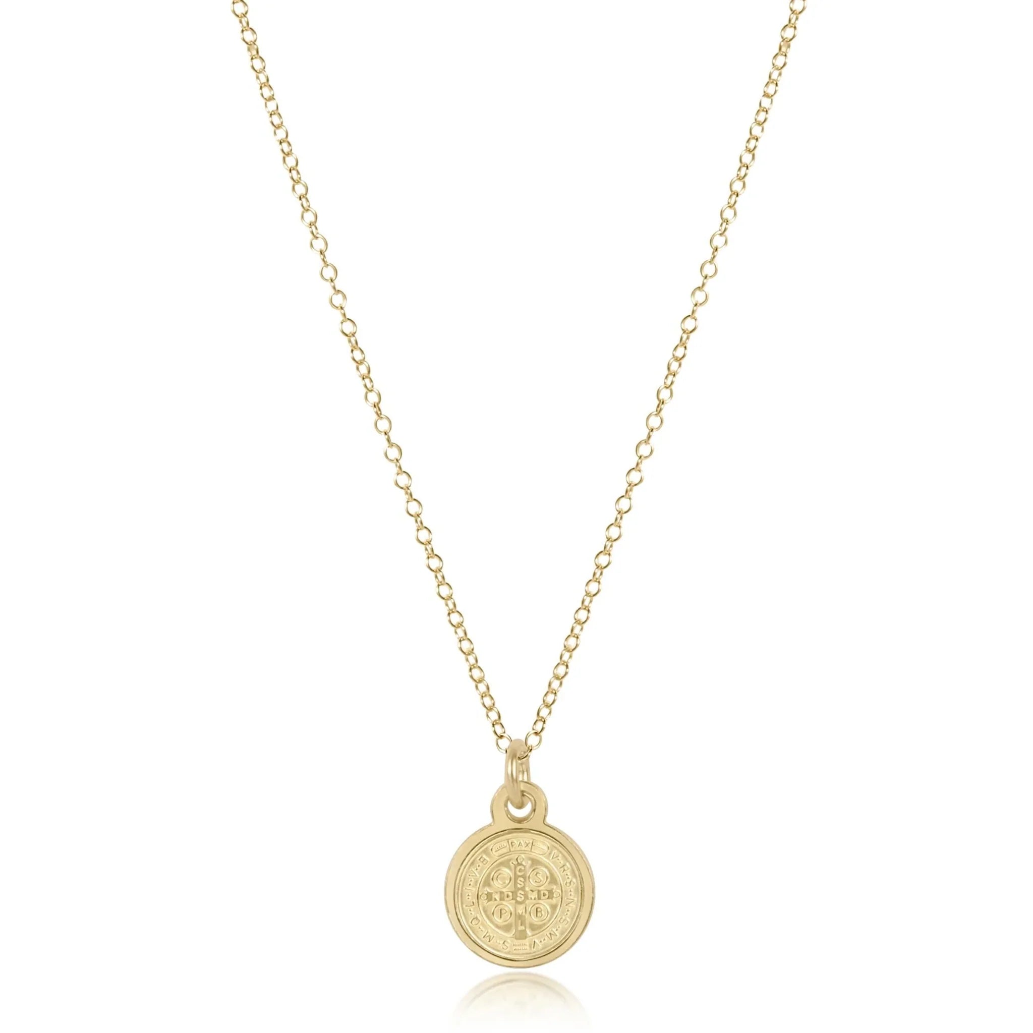 16" Gold Necklace Blessing Small Gold Disc