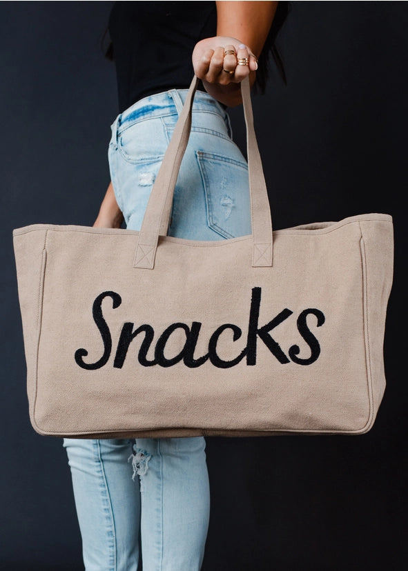 Snacks Textured Woven Tote