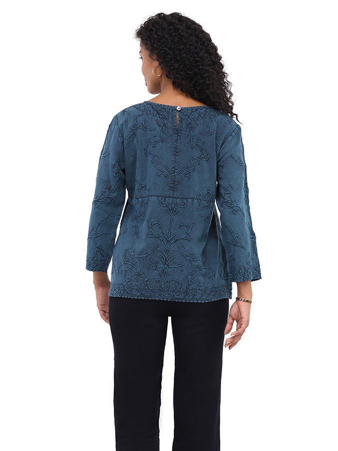 Barbara 3/4 Sleeve  Top Teal